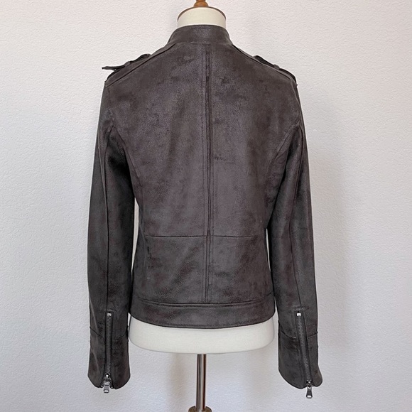 L’atelier faux suede lined brownish grey motorcycle jacket sz S - Picture 9 of 10